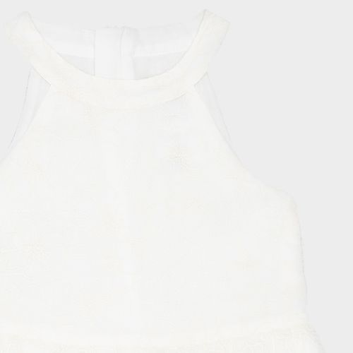 Vestido Infantil Feminino Tule Bordado - OFF WHITE