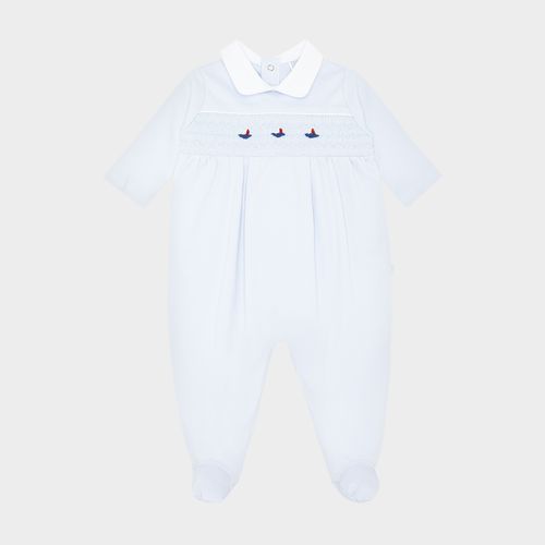 Macacão de Bebê Masculino Longo Egípcio Gold Fio 50 Barcos - AZUL BEBE