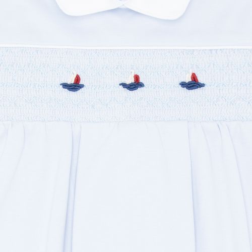 Macacão de Bebê Masculino Longo Egípcio Gold Fio 50 Barcos - AZUL BEBE