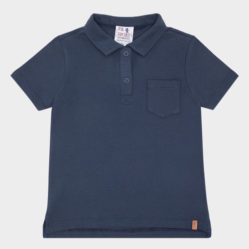 Camiseta Polo Infantil Masculina Manga Curta Piquet Pima - AZUL MARINHO