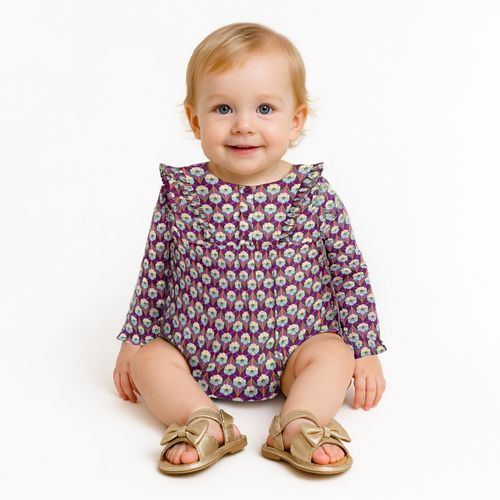Romper de Bebê Feminino Algodão Egípcio Liberty Fabrics - ROXO