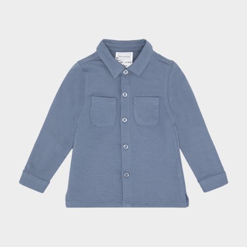 Camisa de Bebê Masculina Manga Longa Malha Pima Twil com Bolso - AZUL