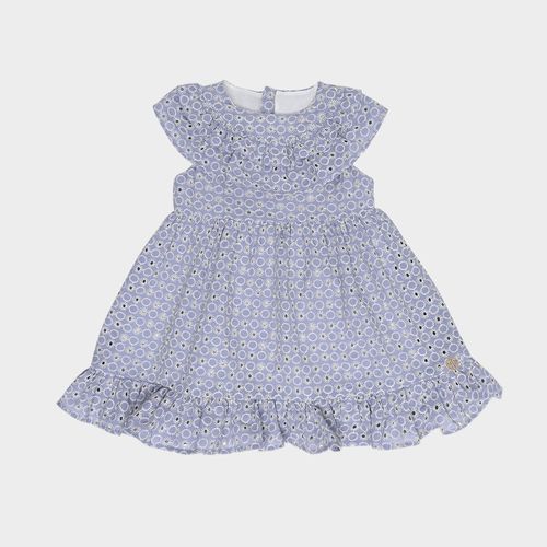 Vestido de Bebê Feminino Bordado Laise - AZUL