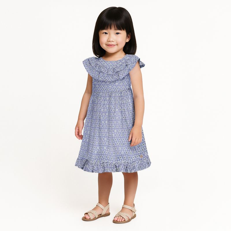 Vestido de Bebe Feminino Bordado Laise - AZUL_04.01.1089_1023_1