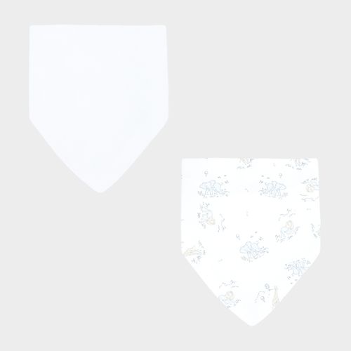 Conjunto de Babador Bandana Estampas - 2 Unidades - BRANCO/ ANIMAIS