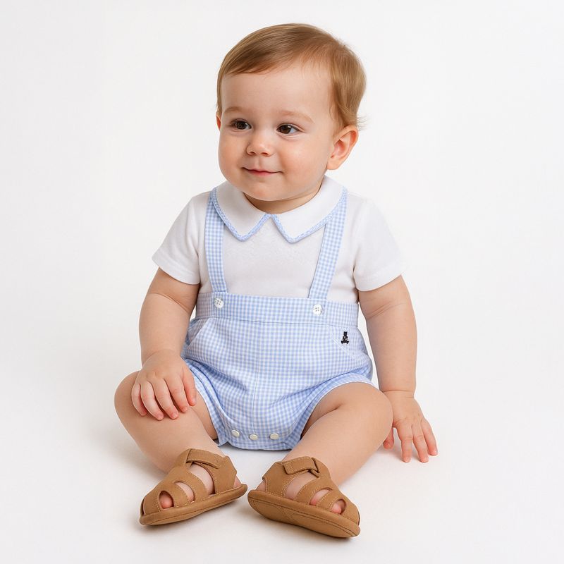 Conjunto de Bebe Masculino com Camisa Ponto Smock - AZUL BEBE_05.01.0331_1019_1