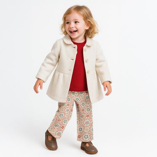 Casaco de Bebê Feminino com Gola - OFF WHITE