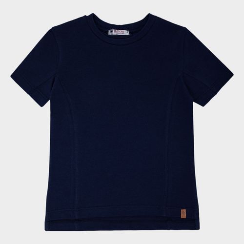 Camiseta Infantil Masculina Manga Curta com Frisos - AZUL MARINHO