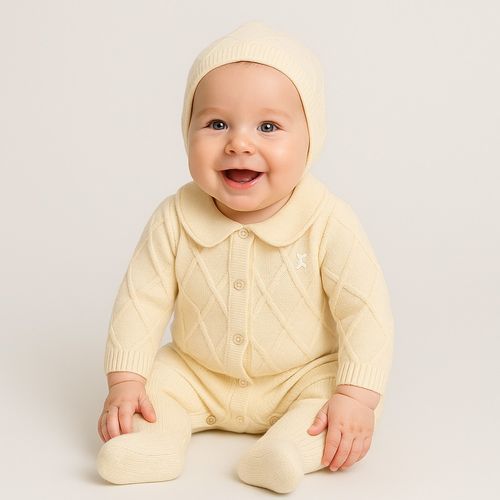 Saída de Maternidade Masculina com Manta e Touca Tricot - AMARELO PO