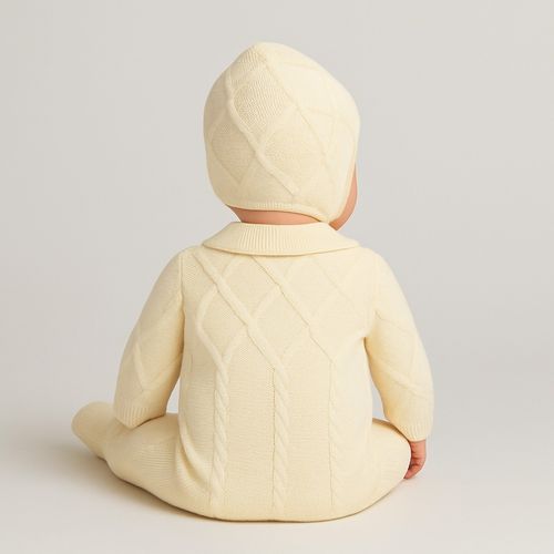 Saída de Maternidade Masculina com Manta e Touca Tricot - AMARELO PO