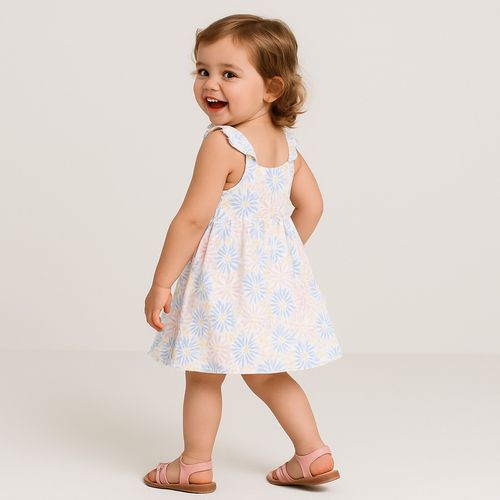 Vestido de Bebê Feminino Fustão Fio 60 Estampa Expressar - BRANCO