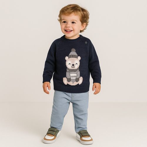 Calça de Bebê Masculina Piquet - AZUL