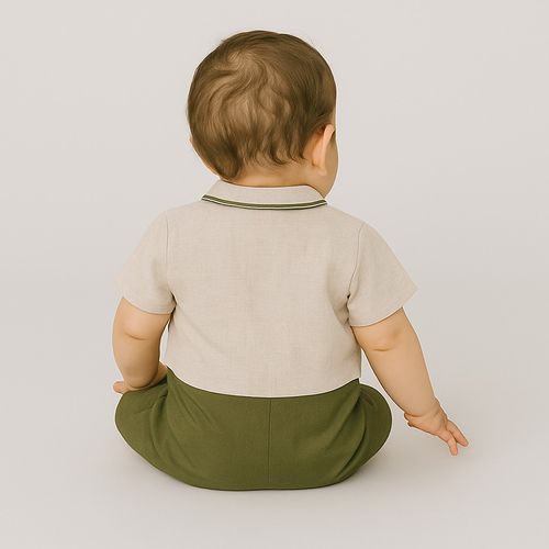 Romper de Bebê Masculino Puro Linho - VERDE
