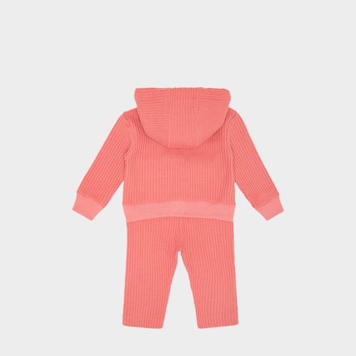 Conjunto Bebê Femenina Bordado de Coração com Capuz - ROSA