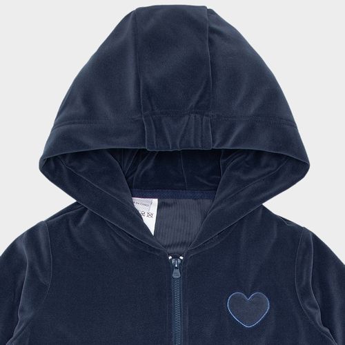 Conjunto Infantil Feminino em Plush Lumini com Babados e Bordado - AZUL MARINHO