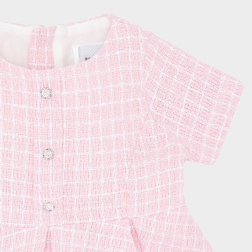 Vestido de Bebê  Feminino Tweed com Recortes - ROSA