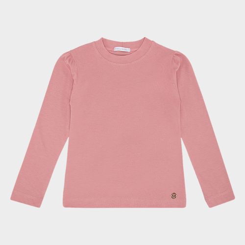 Camiseta Mid Pima Infantil Feminina de Manga Longa - ROSE