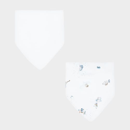 Conjunto de Babador Bandana Estampas - 2 Unidades - BRANCO/ LUNAR