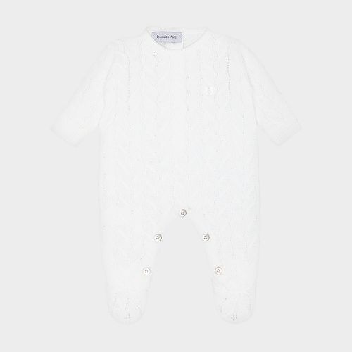 Saída de Maternidade Masculina com Manta Tricot Ponto Trança - BRANCO