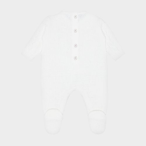 Saída de Maternidade Masculina com Manta Tricot Ponto Trança - BRANCO