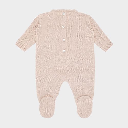 Saída de Maternidade Masculina com Manta Tricot Ponto Trança - BEGE MESCLA