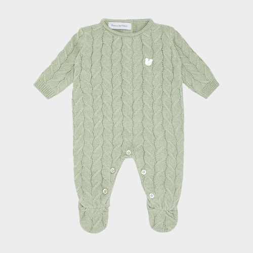 Saída de Maternidade Masculina com Manta Tricot Ponto Trança - Verde