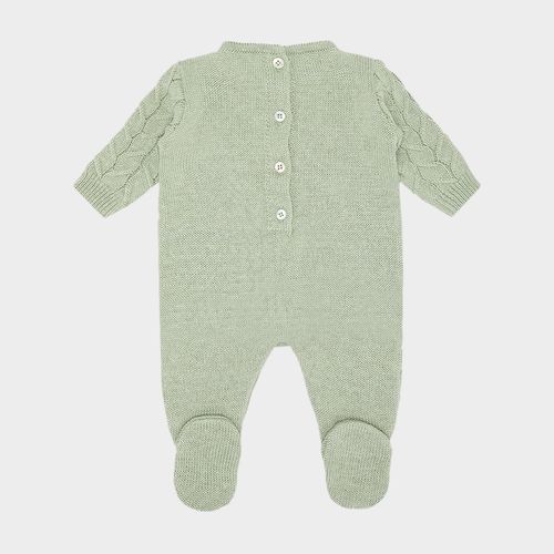 Saída de Maternidade Masculina com Manta Tricot Ponto Trança - Verde