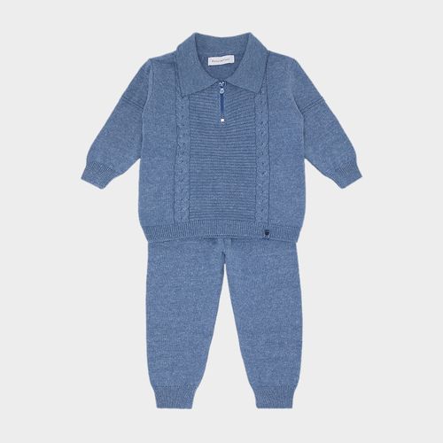 Conjunto de Bebê Masculino Camisa Polo Listrada - AZUL ROYAL
