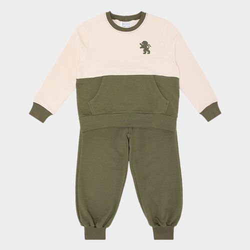 Conjunto Infantil Masculino em Fleece Bicolor Sports - VERDE