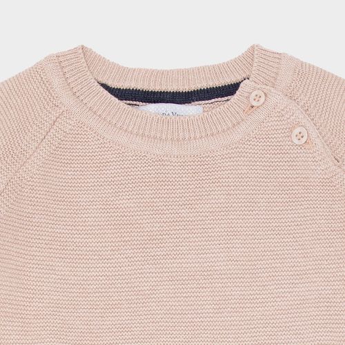 Conjunto de Bebê Masculino em Tricô com Bolso Canguru - BEGE