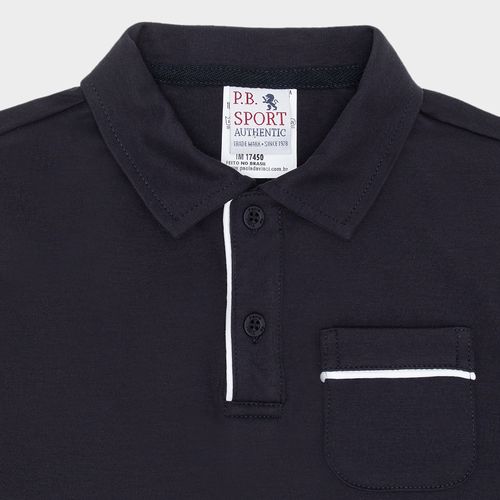 Camiseta Polo Infantil Masculina Interlock Pima - AZUL MARINHO