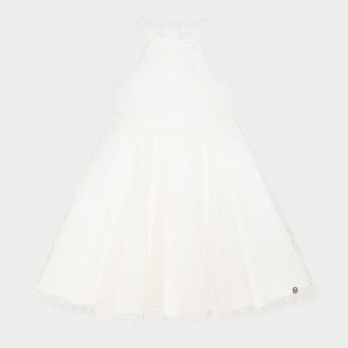 Vestido Infantil Feminino Tule Bordado - OFF WHITE