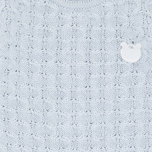 Macacão de Bebê Feminino em Tricot com Ponto Colmeia - MESCLA AZUL