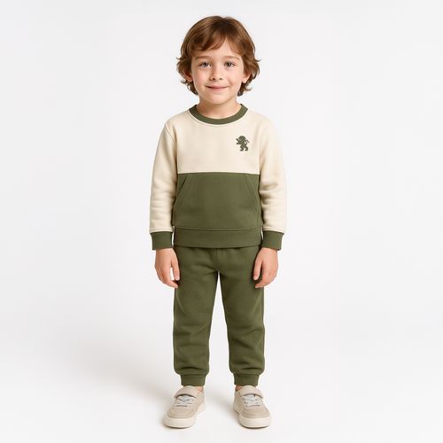 Conjunto Infantil Masculino em Fleece Bicolor Sports - VERDE