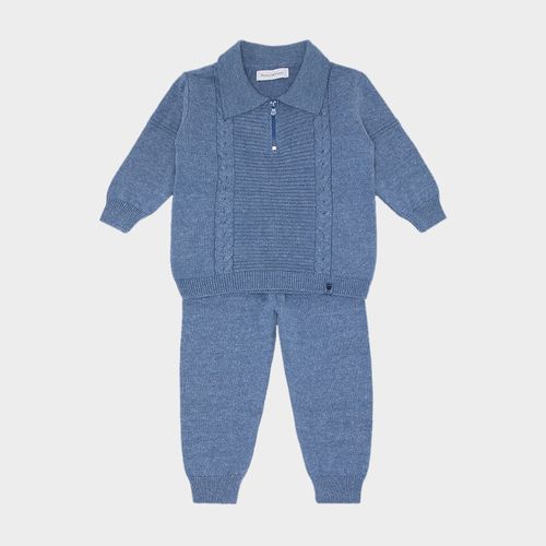 Conjunto de Bebê Masculino Camisa Polo Listrada - AZUL ROYAL