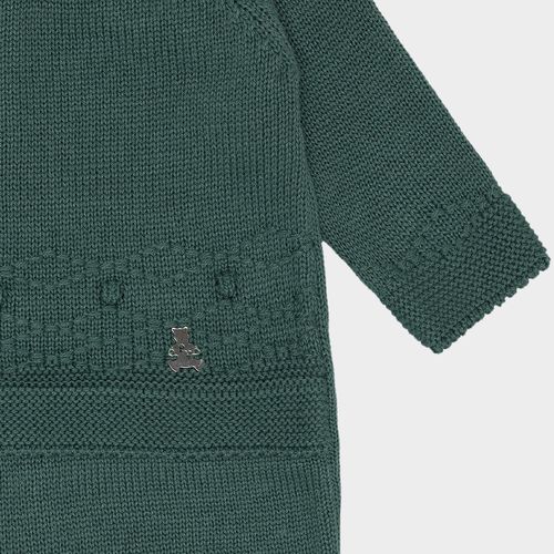 Macacão de Bebê Feminino com Blusa Falsa em Losango e Pipoca - VERDE