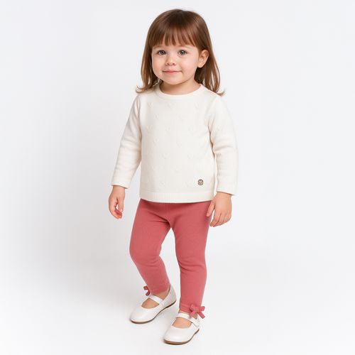 Legging de Bebê Feminina Tricot com Laço - ARGILA
