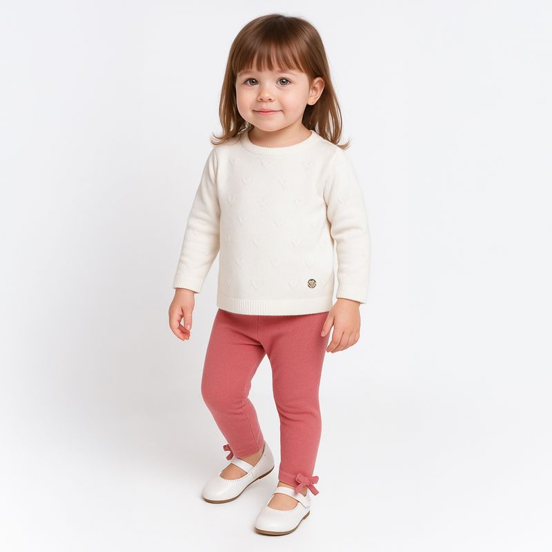 Legging de Bebe Feminina Tricot com Laco - ARGILA_08.19.0015_1139