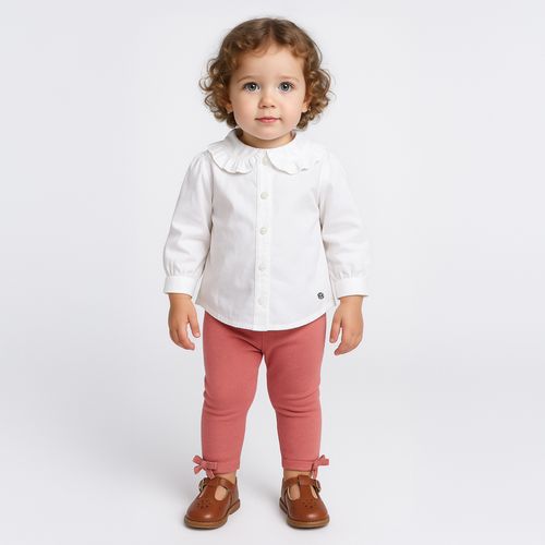 Camisa de Bebê Feminina Manga longa Babados - BRANCO