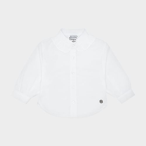 Camisa de Bebê Feminina Manga longa Babados - BRANCO