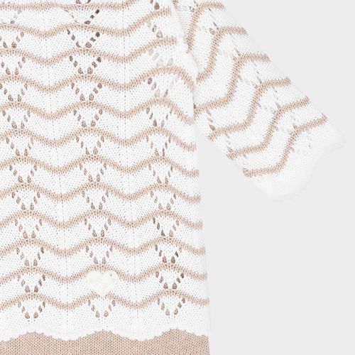 Conjunto de Bebê Feminino Jardineira com casaco em ondas Crochet - SISAL