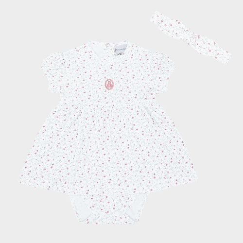 Macacão Vestido de Bebê Feminino em Malha Egípcia Estampa Floral Rose - ROSE