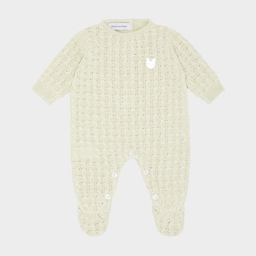 Macacão de Bebê Feminino em Tricot com Ponto Colmeia - ALOE WASH