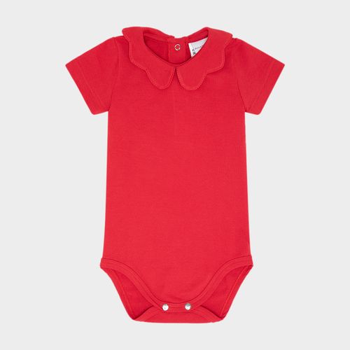Body Bebê Feminino Pima Gola Flor - VERMELHO