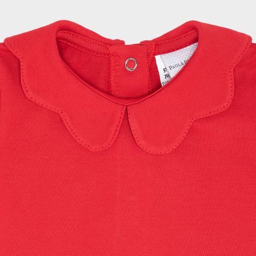 Body Bebê Feminino Pima Gola Flor - VERMELHO