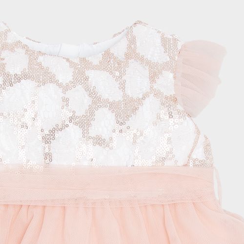 Vestido Bebê Feminino Festa Tule e Paetê - ROSE