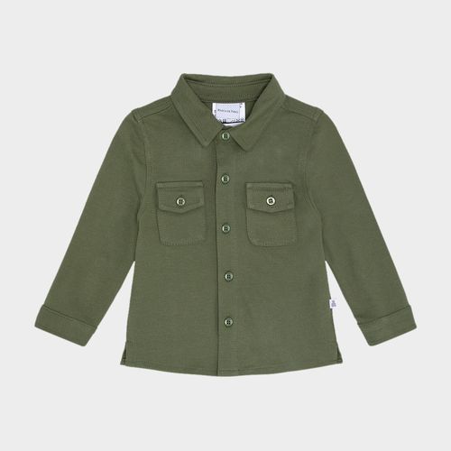 A Camisa Bebê Masculino em Piquet Pima Bolsos - VERDE