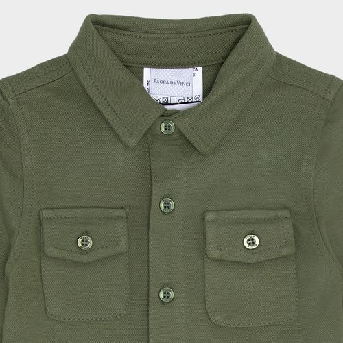 A Camisa Bebê Masculino em Piquet Pima Bolsos - VERDE