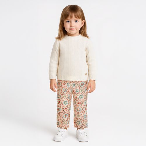 Blusa de Bebê Feminina Tricot Manga Longa - NATURAL