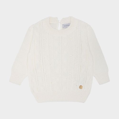 Blusa de Bebê Feminina Tricot Manga Longa - NATURAL